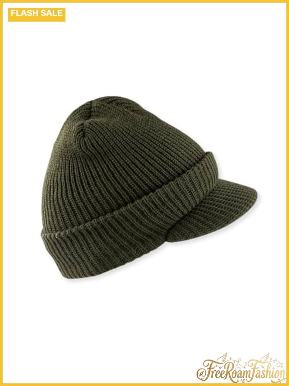 100% Wool Winter Beanie Cap with Visor Fitted Military Watch Cap USA Made